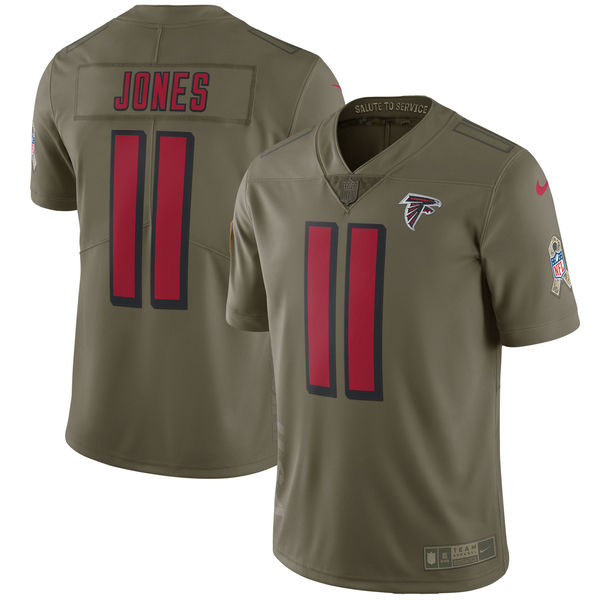 Youth Atlanta Falcons #11 Jones Nike Olive Salute To Service Limited NFL Jerseys->nba hats->Sports Caps